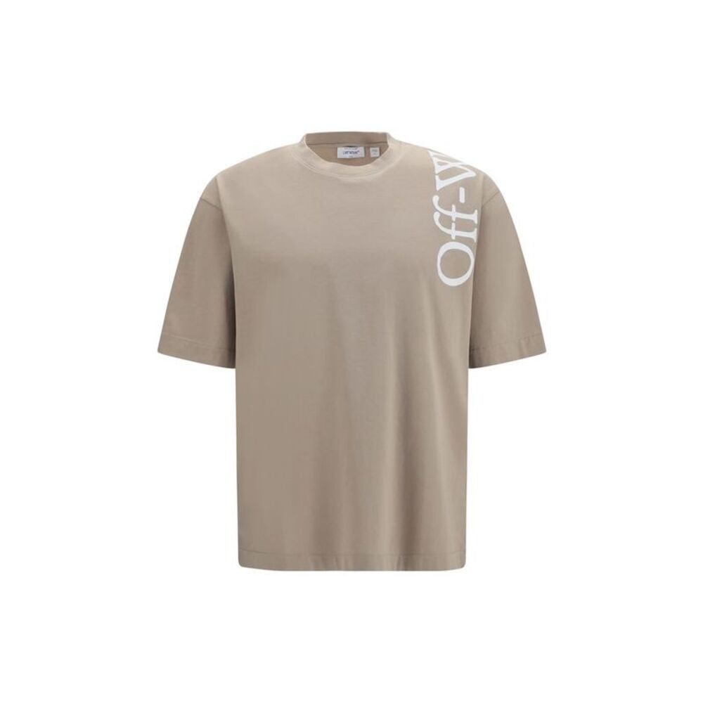 Off-White Beige Cotton Men's T-Shirt